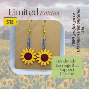 blue sunflower earrings