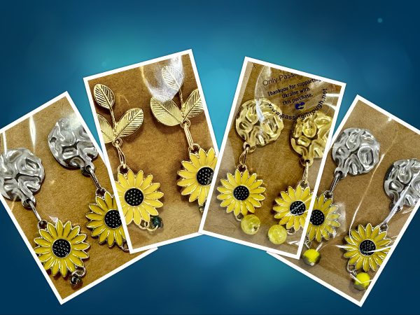 metal sunflower earrings