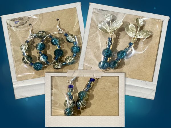 blue and yellow crystal earrings