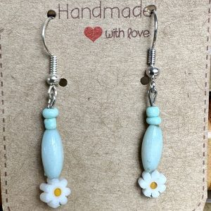 pale blue and daisy earrings