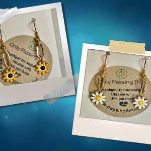 golden chain daisy sunflower earrings