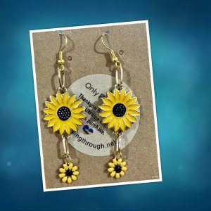 golden chain sunflower earrings
