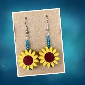 blue and sunflower earrings